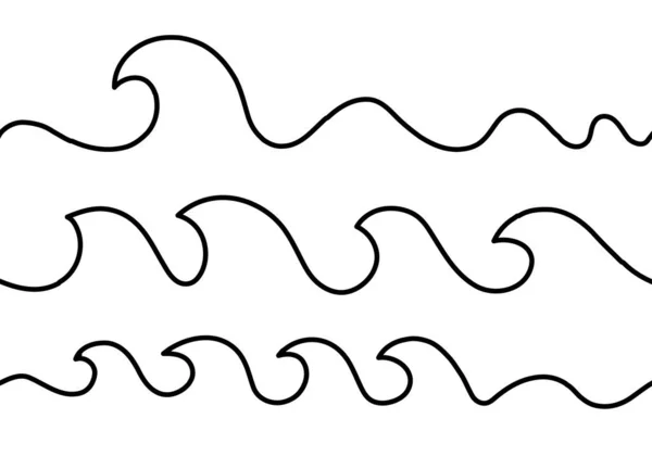 Linienziehung Nahtlose Welle Einzelzeichnung Meereswelle Symbol Linie Kunst Meereslandschaft Kontinuierliche — Stockvektor