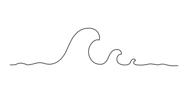 Линия Рисует Волну Иконка Морской Волны Одним Рисунком Морская Линия — стоковый вектор