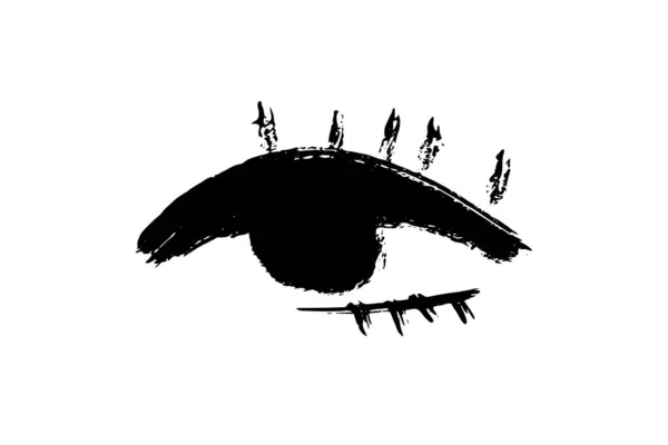 Brush Stroke Eye Black Ink Vision Icon Hand Drawn Grunge — Stock Vector