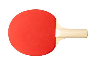 Masa tenisi raketleri izole edilmiş. Kırmızı ping pong masa tenisi raketleri ve beyaz arka planda top