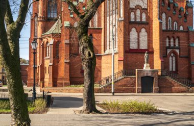 Old brick buildings in Zyrardow, Zyrardw historical center, Masovia, Editorial image