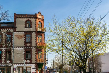 Old brick buildings in Zyrardow, Zyrardw historical center, Masovia, Editorial image