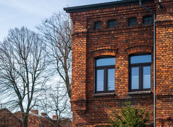 Old brick buildings in Zyrardow, Zyrardw historical center, Masovia, Editorial image