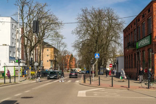 Old brick buildings in Zyrardow, Zyrardw historical center, Masovia, Editorial image