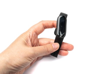 Broken fitness watch isolated. Smart wristwatch, crashed fitness bracelet, pedometer, broken fitbit on white background