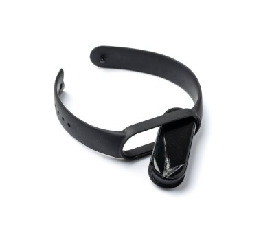 Broken fitness watch isolated. Smart wristwatch, crashed fitness bracelet, pedometer, broken fitbit on white background