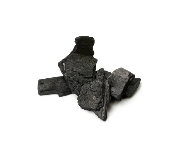 Activated Carbon Isolated Active Coal Pile Absorbent Charcoal Closeup Graphite — Zdjęcie stockowe