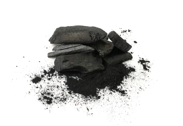 Activated Carbon Isolated Active Coal Pile Absorbent Charcoal Closeup Graphite — Stockfoto