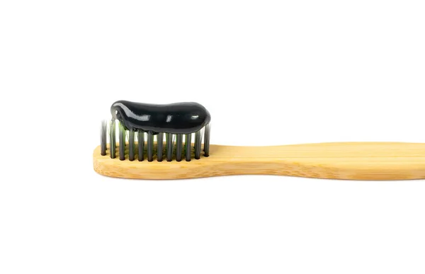 Black Coal Toothpaste Isolated Charcoal Tooth Paste Texture Closeup Dark — Stok Foto