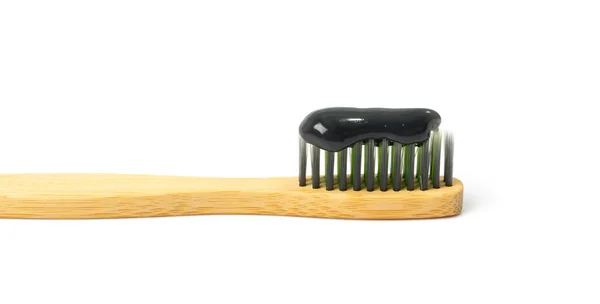 Black Coal Toothpaste Isolated Charcoal Tooth Paste Texture Closeup Dark — Fotografia de Stock