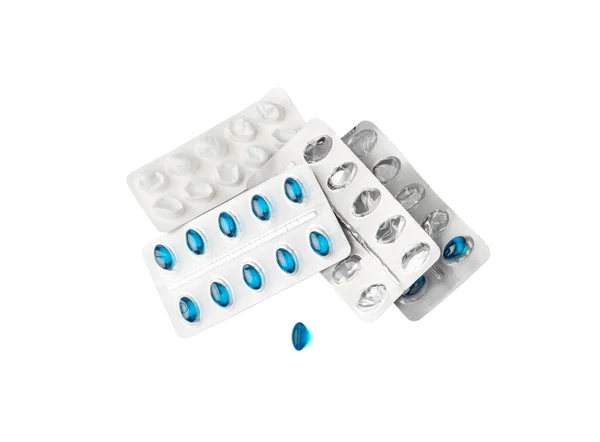 Pill Blister Isolated Blue Capsule Package Drugs Packaging Pill Pack — Stock fotografie