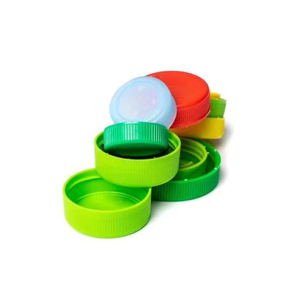 Kunststof Dop Geïsoleerd Recycling Hdpe Materiaal Stapel Cirkel Polyethyleen Deksel — Stockfoto