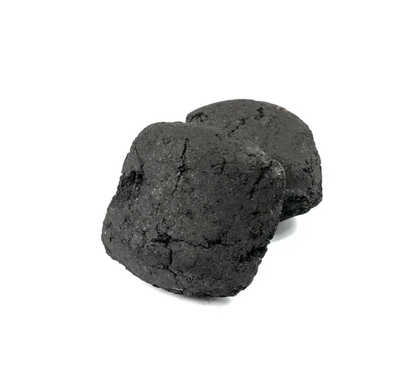 Coal Briquette Isolated Pressed Charcoal Braai Coconut Barbecue Coal Bbq — ストック写真