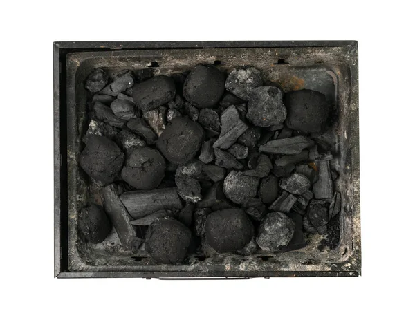 Coal Briquette Isolated Pressed Charcoal Braai Coconut Barbecue Coal Bbq — Stockfoto