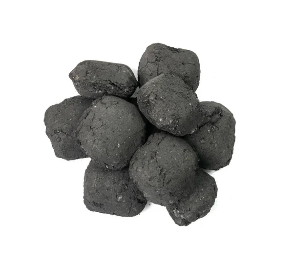 Coal Briquette Isolated Pressed Charcoal Braai Coconut Barbecue Coal Bbq — Stock Fotó