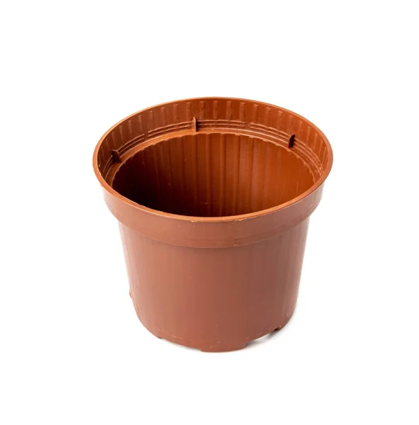 Empty Flower Pots Plastic Garden Vase Brown Plant Container Cheap — Zdjęcie stockowe