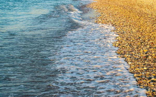 Sea Waves Pebble Beach Texture Background Transparent Ocean Water Rocky — Zdjęcie stockowe