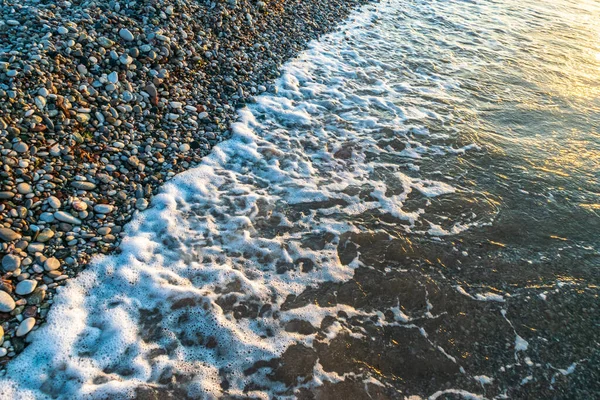 Sea Waves Pebble Beach Texture Background Transparent Ocean Water Rocky — 스톡 사진