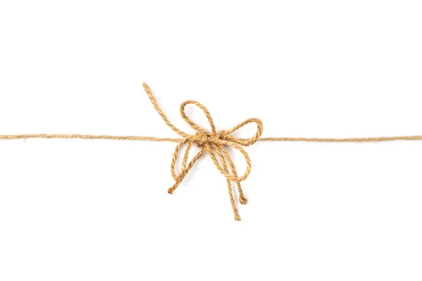 String Bow Isolated Jute Rope Bows Packaging Cord Knots Knotted — Foto de Stock