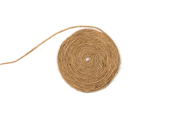 String Spiral Isolated Jute Rope Circle Packaging Cord Roll Twisted —  Fotos de Stock