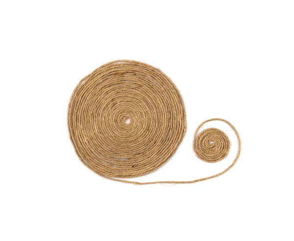 String Spiral Isolated Jute Rope Circle Packaging Cord Roll Twisted — Fotografia de Stock