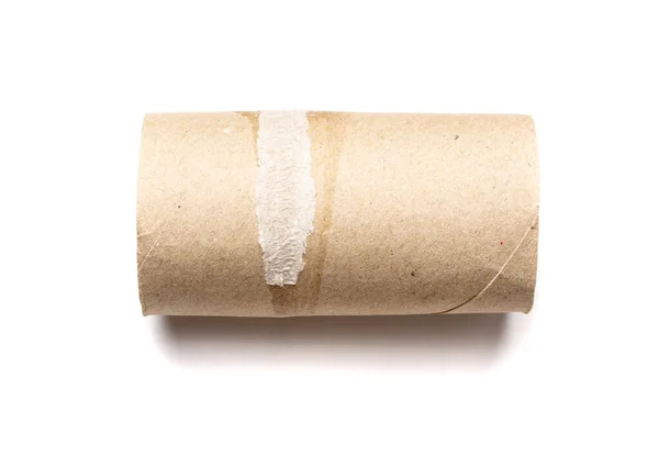 Rolka Papieru Toaletowego Odizolowana Koncepcja Końcówki Papieru Zużyta Tuba Kartonowa — Zdjęcie stockowe
