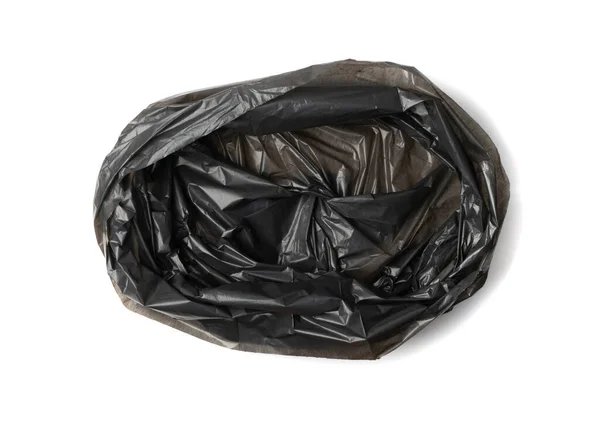 Empty Garbage Bag Isolated Trash Package Top View New Plastic — Foto Stock