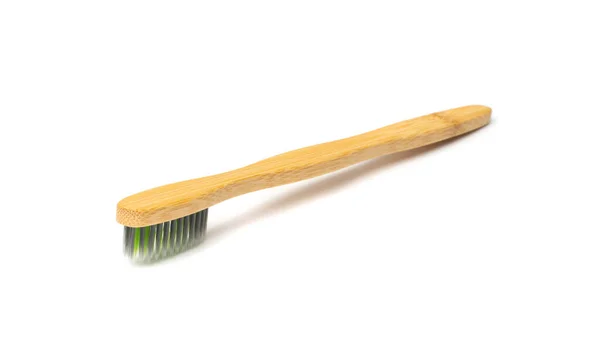 Wooden Toothbrush Isolated Bamboo Toothbrush Closeup Ecological Wood Hygienic Tool — Stock Fotó