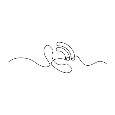 Line drawing handsetcell. Single draw phone icon, line art contact us concept, telephone continuous monoline drawing, one outline lineart logo, handset linear vector illustration