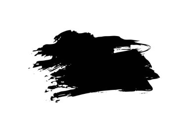 Fırça darbesi. Siyah boya fırçası arkaplan dokusu, fırça darbesi çerçeve boyası, mürekkep boyası afişi, sıçrama lekesi vektör çizimi