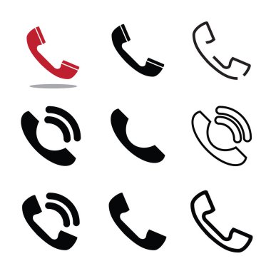 Handsetcell symbol, old phone sign, contact us icon, hotline concept, handset collection, support vector illustration