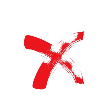 X mark icon. Brush drawn red cross, grunge X symbol, vote silhouette, scribble crosses, error button, freehand check sign, wrong decision pictogram, failed vector illustration