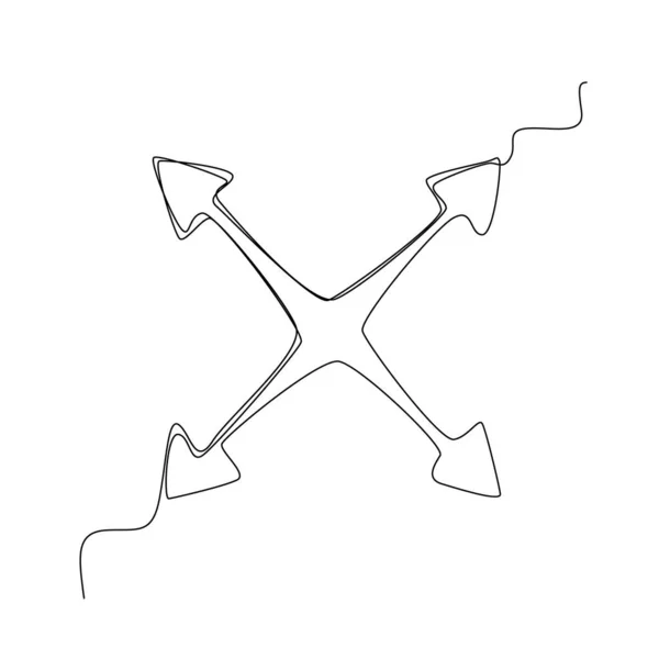 Zeichenpfeil Einfaches Zeichenrichtungssymbol Zeiger Für Die Linienkunst Kontinuierliche Monolinzeichnung Ein — Stockvektor