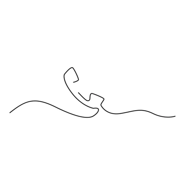 Line Drawing Handsetcell Single Draw Phone Icon Line Art Contact — 스톡 벡터