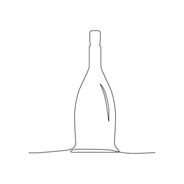 Line Drawing Bottle Single Draw Winebottle Line Art Old Vintage — Stock Vector