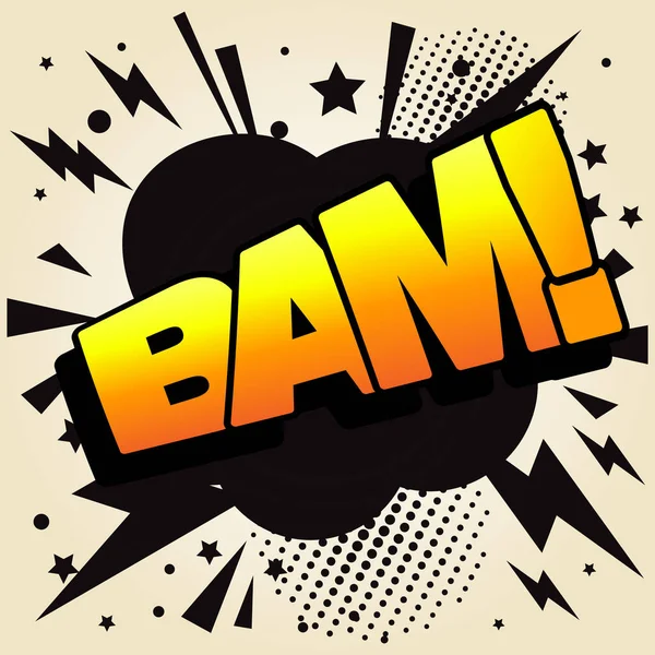 Bam Text Explosion Effect Blast Comic Word Bam Lettering Bang — Archivo Imágenes Vectoriales