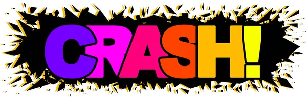 Crash Rainbow Text Black Explosion Background Blast Comic Word Crash — ストックベクタ