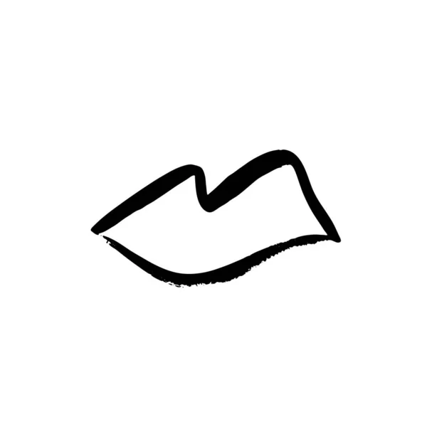 Brush Drawn Lips Minimal Grunge Lip Icon Hand Drawn Mouth — Stockvektor