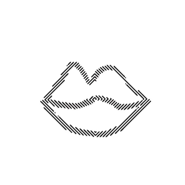 Halftone Drawn Lips Minimal Grunge Lip Icon Gradient Line Mouth — Stockvektor