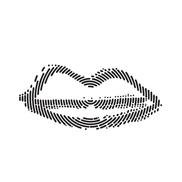 Halftone Drawn Lips Minimal Grunge Lip Icon Gradient Line Mouth — Image vectorielle