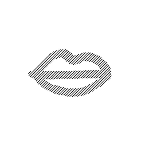 Halftone Drawn Lips Minimal Grunge Lip Icon Gradient Line Mouth — Stockvektor