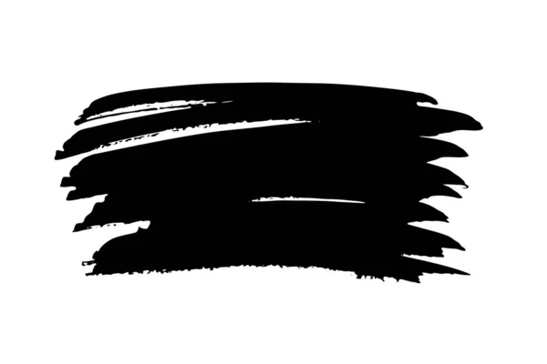 Удар Кистью Текстура Фона Черной Кисти Раскрашенная Рамка Баннер Чернильной — стоковый вектор