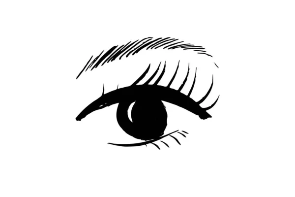 Глаз Кистью Черные Чернила Иконка Зрения Нарисованный Вручную Гранж Офтальмолог — стоковый вектор