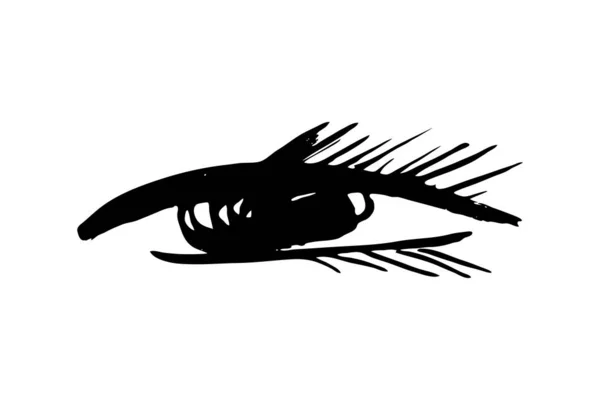 Borstel Het Oog Zwarte Inkt Visie Pictogram Hand Getekend Grunge — Stockvector