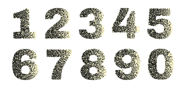 Halftone Numbers Set Half Tone Numeral Symbols Captcha Number Icons — Stok Vektör