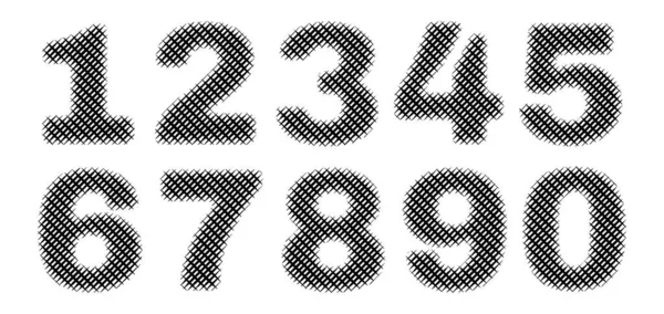 Halftone Numbers Set Half Tone Numeral Symbols Captcha Number Icons — Stok Vektör