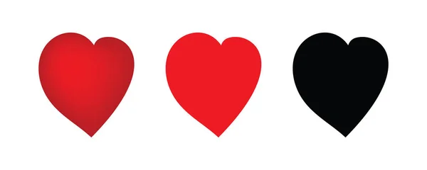 Heart Icon Set Red Black Hearts Symbol Love Sign Heartbeat — Stock Vector