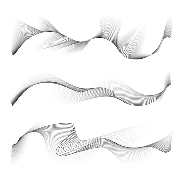 Line Wave Pattern Set Wavy Lines Thin Curve Lines Background — Stockvector