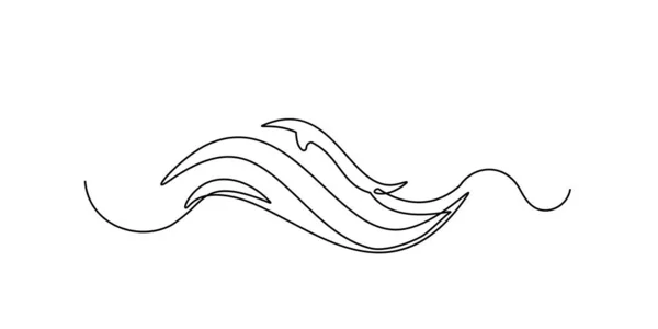 Linienziehen Winkt Einzelzeichnung Meereswelle Symbol Linie Kunst Meereslandschaft Kontinuierliche Monolin — Stockvektor