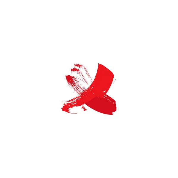 Mark Icon Brush Drawn Red Cross Grunge Symbol Vote Silhouette — Vettoriale Stock